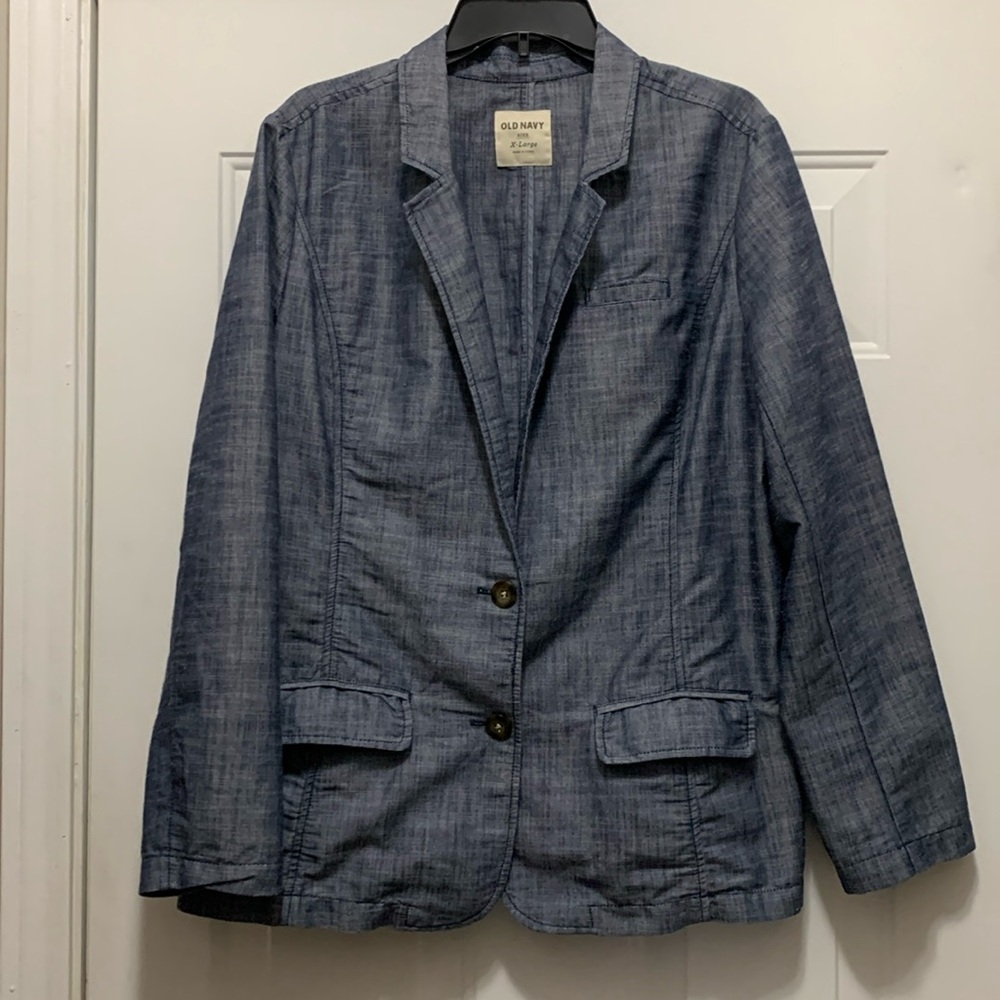 Old Navy Women's Blue Chambray Blazer Jacket